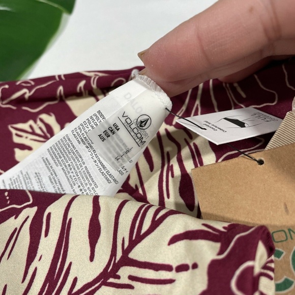 NWT Volcom [ Large ] Palm Squad Bikini Swim Bottom‎ in Pomegranate - Picture 6 of 10